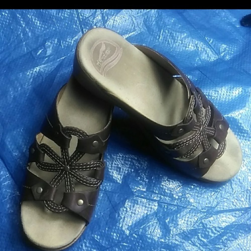 Dansko Leather Floral Mules Clogs Nurse Shoes